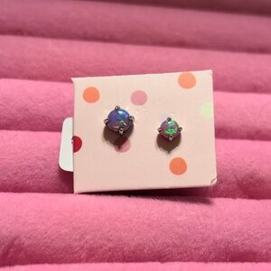Sterling silver pink fire opal stud earrings